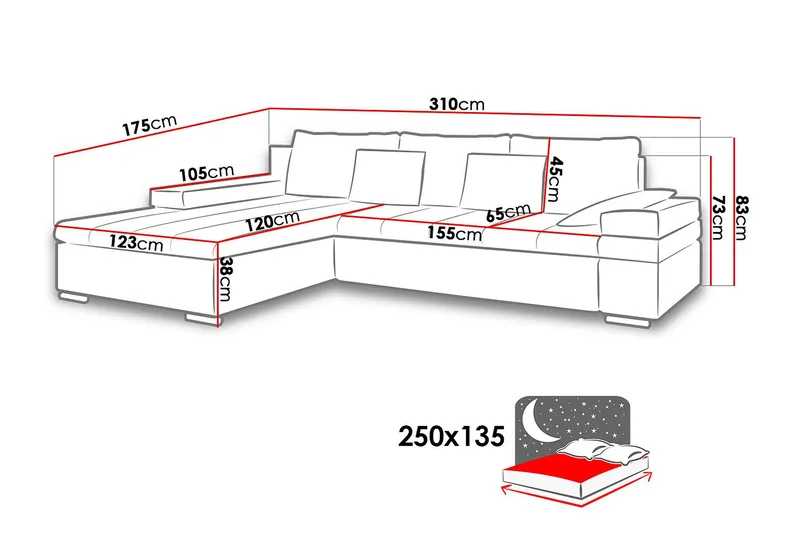 Bangkok Divansovesofa 310x175x83 cm - Møbler - Sofaer - Sovesofaer