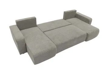 Barile Sovesofa med Dobbel Sjeselong 4-seter i Plysj - Grå - Møbler - Sofaer - Sovesofaer