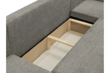 Barile Sovesofa med Dobbel Sjeselong 4-seter i Plysj - Grå - Møbler - Sofaer - Sovesofaer