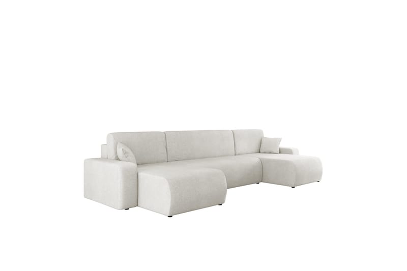 Barile Sovesofa med Dobbel Sjeselong 4-seter i Plysj - Hvit - Møbler - Sofaer - Sovesofaer
