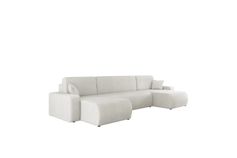 Barile Sovesofa med Dobbel Sjeselong 4-seter i Plysj, Hvit