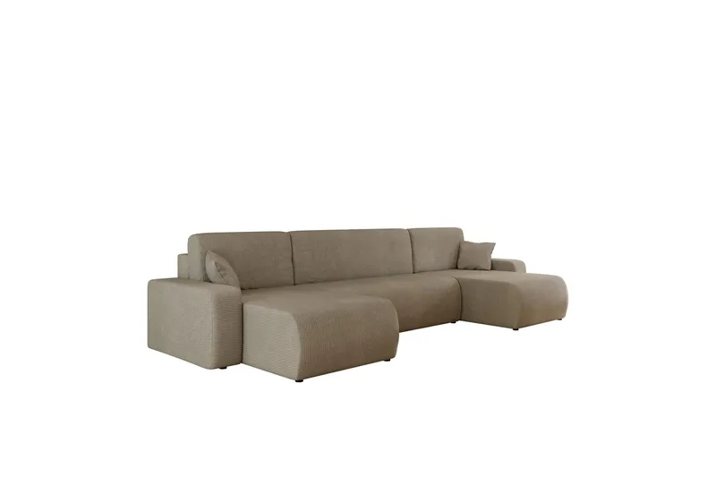 Barile Sovesofa med Dobbel Sjeselong 4-seter i Plysj - Brun - Møbler - Sofaer - Sovesofaer