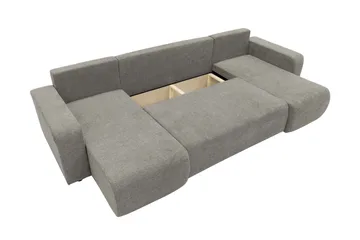 Barile Sovesofa med Dobbel Sjeselong 4-seter i Plysj - Grå - Møbler - Sofaer - Sovesofaer