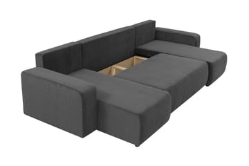 Barile Sovesofa med Dobbel Sjeselong 4-seter i Plysj - Grå - Møbler - Sofaer - Sovesofaer