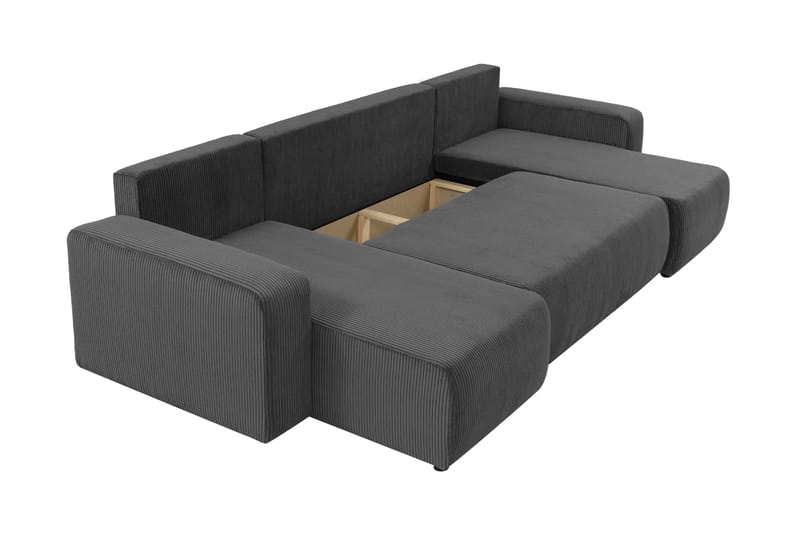 Barile Sovesofa med Dobbel Sjeselong 4-seter i Plysj - Brun - Møbler - Sofaer - Sovesofaer