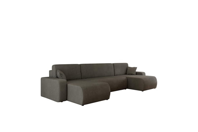 Barile Sovesofa med Dobbel Sjeselong 4-seter i Plysj - Grå - Møbler - Sofaer - Sovesofaer