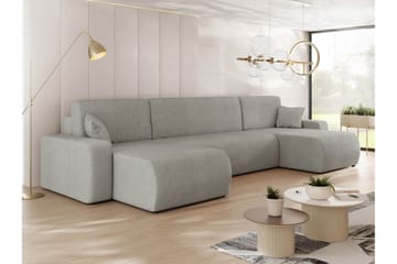 Barile Sovesofa med Dobbel Sjeselong 4-seter i Plysj - Grå - Møbler - Sofaer - Sovesofaer