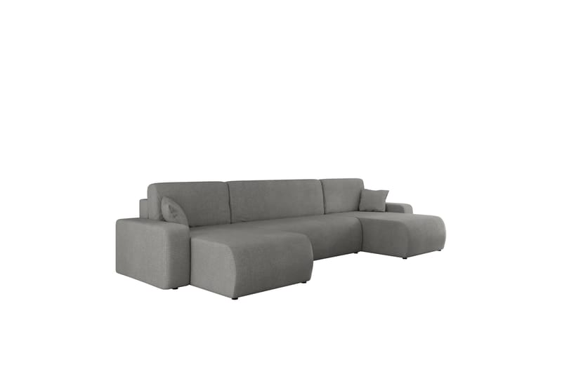 Barile Sovesofa med Dobbel Sjeselong 4-seter i Plysj - Grå - Møbler - Sofaer - Sovesofaer