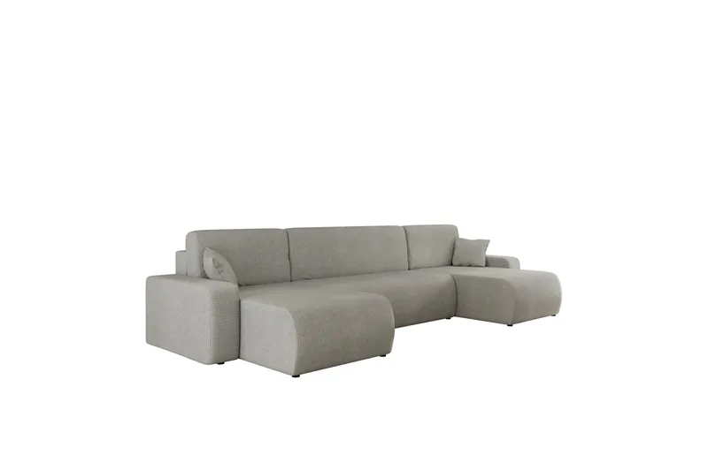 Barile Sovesofa med Dobbel Sjeselong 4-seter i Plysj - Grå - Møbler - Sofaer - Sovesofaer