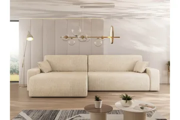 Barile Sovesofa med Sjeselong 3-seter i Plysj - Beige - Møbler - Sofaer - Sovesofaer