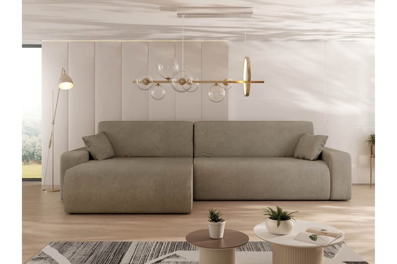 Barile Sovesofa med Sjeselong 3-seter i Plysj - Brun - Møbler - Sofaer - Sovesofaer