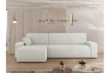 Barile Sovesofa med Sjeselong 3-seter i Plysj - Hvit - Møbler - Sofaer - Sovesofaer