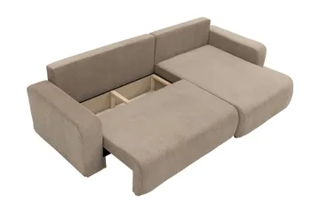 Barile Sovesofa med Sjeselong 3-seter i Plysj - Beige - Møbler - Sofaer - Sovesofaer