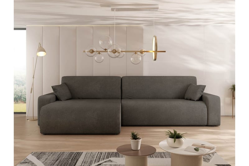 Barile Sovesofa med Sjeselong 3-seter i Plysj - Grå - Møbler - Sofaer - Sovesofaer