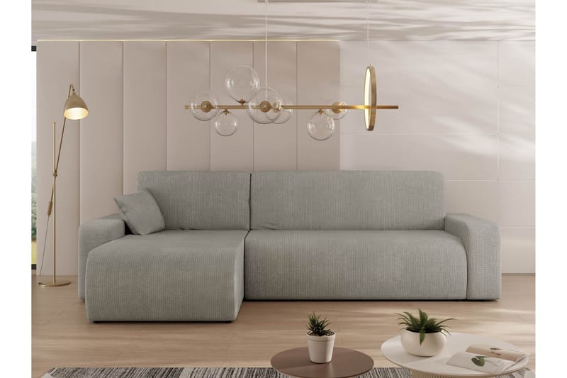 Barile Sovesofa med Sjeselong 3-seter i Plysj - Grå - Møbler - Sofaer - Sovesofaer