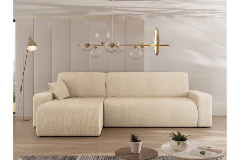Barile Sovesofa med Sjeselong 3-seter i Plysj - Beige - Møbler - Sofaer - Sovesofaer