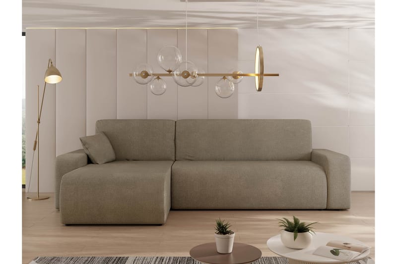 Barile Sovesofa med Sjeselong 3-seter i Plysj - Brun - Møbler - Sofaer - Sovesofaer