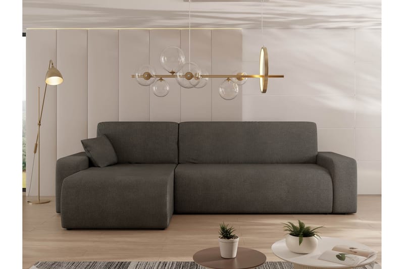 Barile Sovesofa med Sjeselong 3-seter i Plysj - Grå - Møbler - Sofaer - Sovesofaer