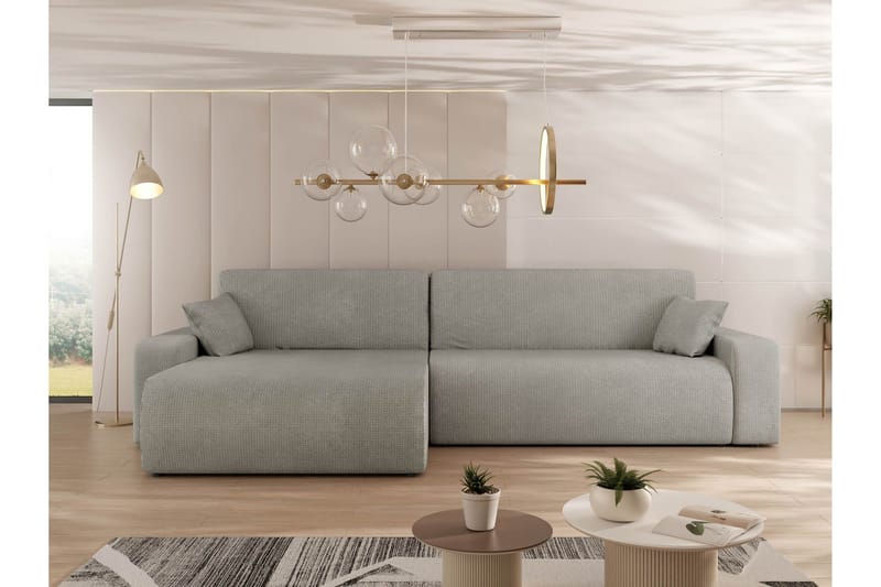 Barile Sovesofa med Sjeselong 3-seter i Plysj - Grå - Møbler - Sofaer - Sovesofaer