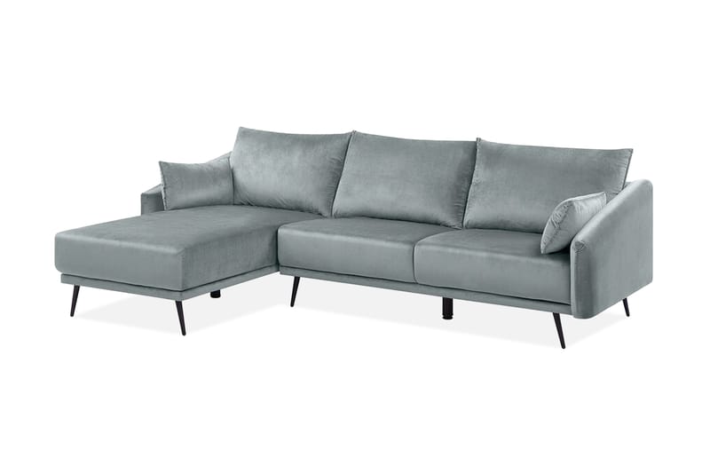 Bartelme Hjørnesovesofa Høyre Fløyel - Grå - Møbler - Sofaer - Sovesofaer