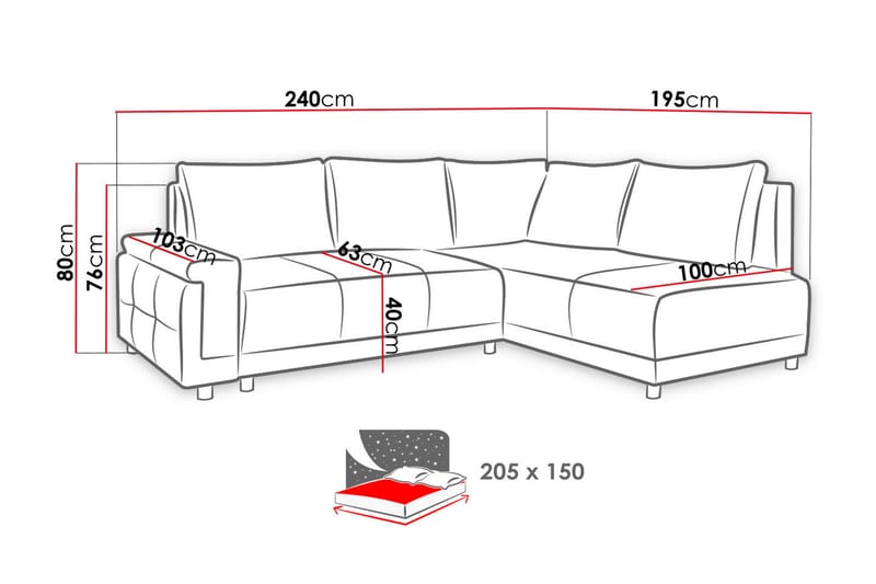Beate Divansovesofa Høyre - Møbler - Sofaer - Sovesofaer