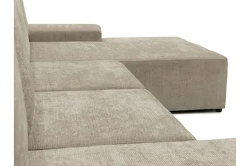 Bella Sovesofa med Dobbel Sjeselong 4-seter i Plysj - Grå - Møbler - Sofaer - Sovesofaer