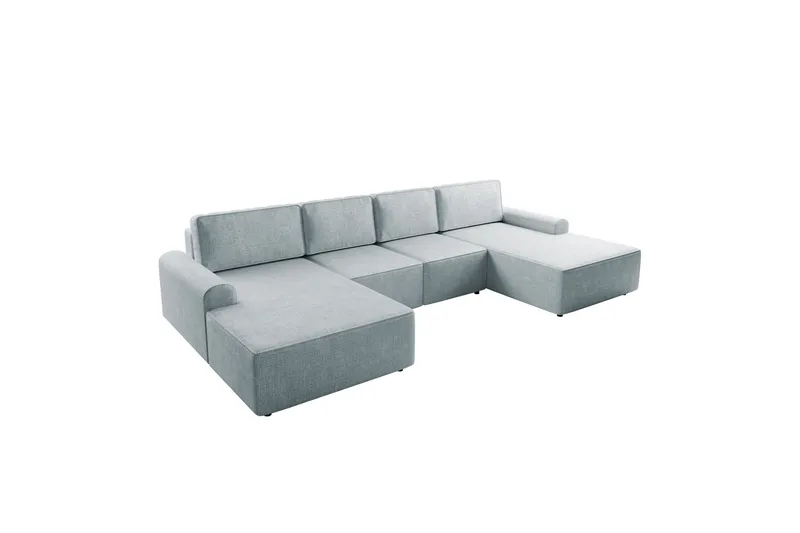 Bella Sovesofa med Dobbel Sjeselong 4-seter i Plysj - Grå - Møbler - Sofaer - Sovesofaer