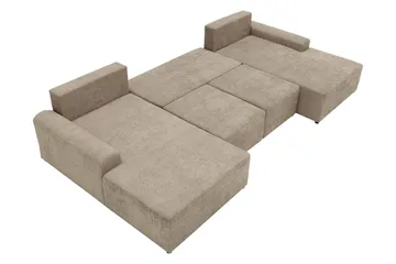Bella Sovesofa med Dobbel Sjeselong 4-seter i Plysj - Grå - Møbler - Sofaer - Sovesofaer