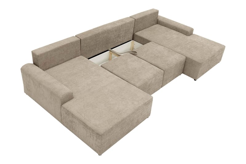 Bella Sovesofa med Dobbel Sjeselong 4-seter i Plysj - Grå - Møbler - Sofaer - Sovesofaer