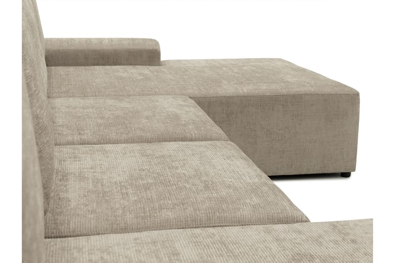 Bella Sovesofa med Dobbel Sjeselong 4-seter i Plysj - Grå - Møbler - Sofaer - Sovesofaer