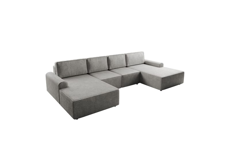 Bella Sovesofa med Dobbel Sjeselong 4-seter i Plysj - Grå - Møbler - Sofaer - Sovesofaer