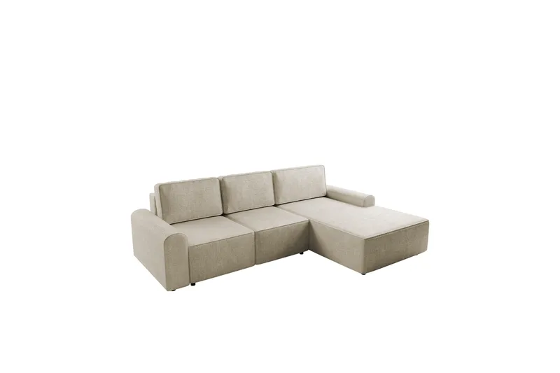 Bella Sovesofa med Sjeselong 3-seter i Plysj - Beige - Møbler - Sofaer - Sovesofaer