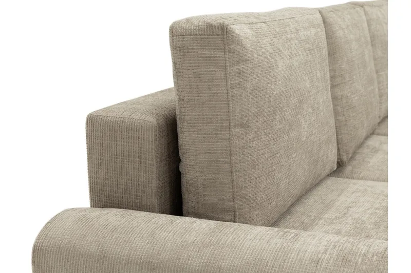 Bella Sovesofa med Sjeselong 3-seter i Plysj - Beige - Møbler - Sofaer - Sovesofaer