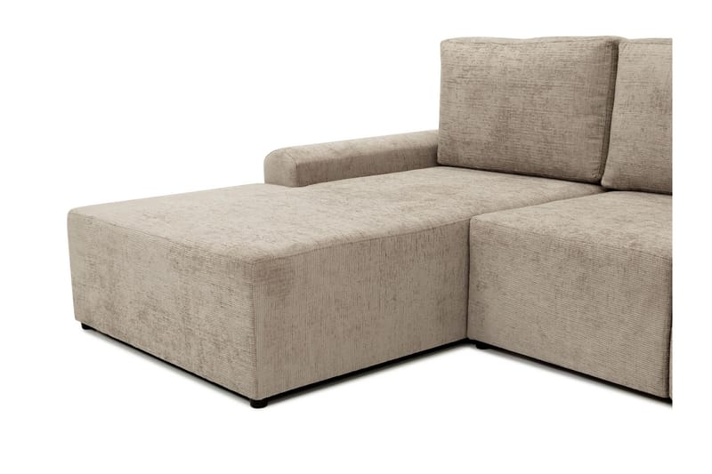 Bella Sovesofa med Sjeselong 3-seter i Plysj - Beige - Møbler - Sofaer - Sovesofaer