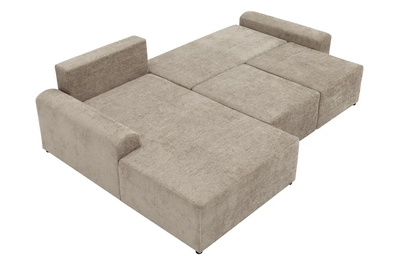 Bella Sovesofa med Sjeselong 3-seter i Plysj - Beige - Møbler - Sofaer - Sovesofaer