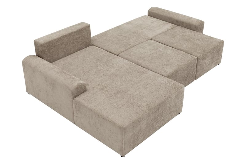 Bella Sovesofa med Sjeselong 3-seter i Plysj - Beige - Møbler - Sofaer - Sovesofaer