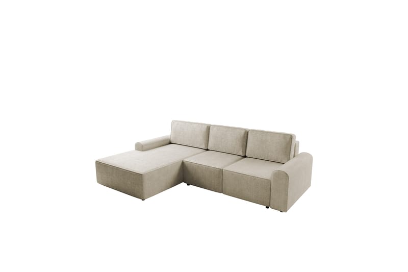 Bella Sovesofa med Sjeselong 3-seter i Plysj - Beige - Møbler - Sofaer - Sovesofaer