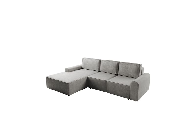 Bella Sovesofa med Sjeselong 3-seter i Plysj - Grå - Møbler - Sofaer - Sovesofaer