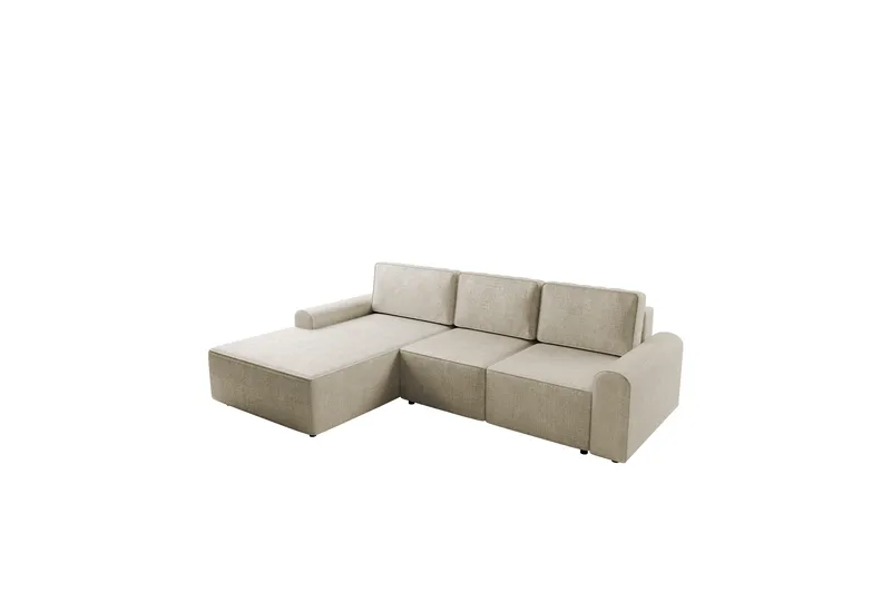 Bella Sovesofa med Sjeselong 3-seter i Plysj - Beige - Møbler - Sofaer - Sovesofaer