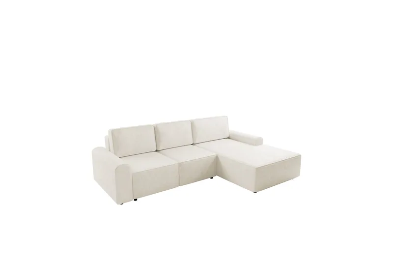 Bella Sovesofa med Sjeselong 3-seter i Plysj - Beige - Møbler - Sofaer - Sovesofaer