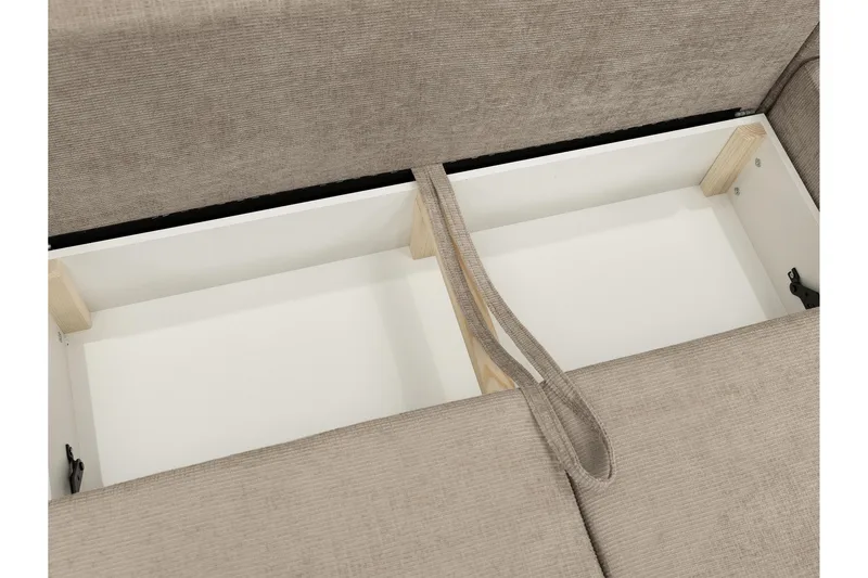Bella Sovesofa med Sjeselong 3-seter i Plysj - Beige - Møbler - Sofaer - Sovesofaer