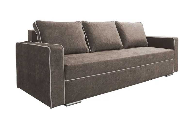 Beno 3-seters Sovesofa 143x200 cm med Oppbevaring i Stoff, Brun