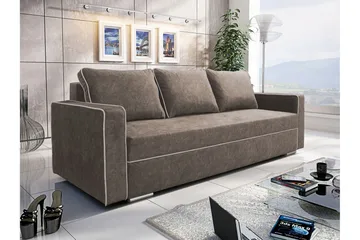 Beno 3-seters Sovesofa 143x200 cm med Oppbevaring i Stoff - Brun - Møbler - Sofaer - Sovesofaer
