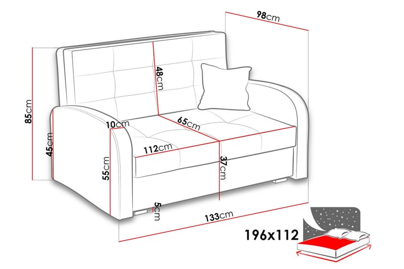 Bensbyn 2-seter Sovesofa 112x196 cm med Oppbevaring i Stoff - Gul - Møbler - Sofaer - Sovesofaer