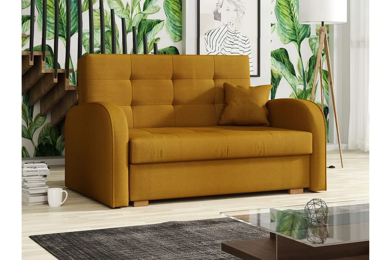 Bensbyn 2-seter Sovesofa 112x196 cm med Oppbevaring i Stoff - Gul - Møbler - Sofaer - Sovesofaer