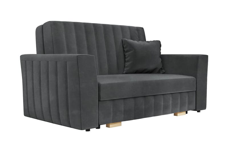 Bensbyn 2-seter Sovesofa 132x196 cm Sovbar Vertikalt Sydd i Stoff, Grå