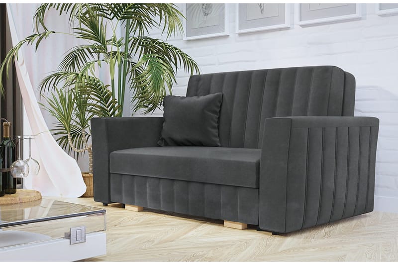 Bensbyn 2-seter Sovesofa 132x196 cm Sovbar Vertikalt Sydd i Stoff - Grå - Møbler - Sofaer - Sovesofaer