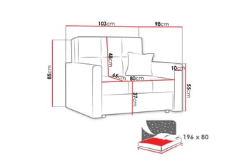 Bensbyn 2-seter Sovesofa 80x196 cm med Oppbevaring i Stoff - Grå - Møbler - Sofaer - Sovesofaer