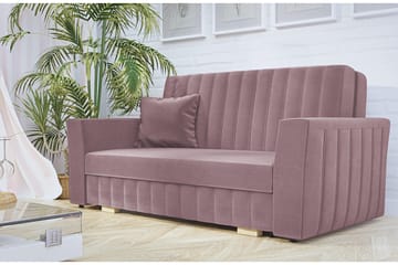 Bensbyn 2-seter Sovesofa med Oppbevaring og Vertikale Sømmer i Fløyel - Rosa - Møbler - Sofaer - Sovesofaer