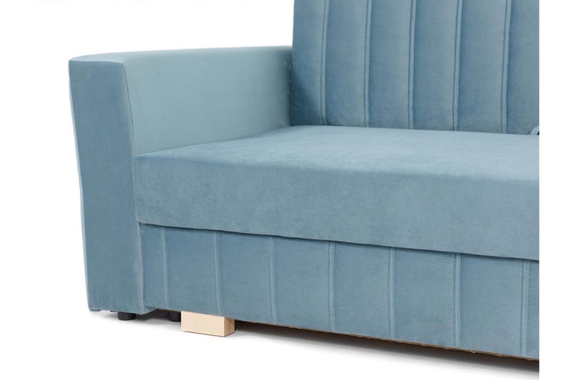 Bensbyn 2-seter Sovesofa med Oppbevaring og Vertikale Sømmer i Fløyel - Rosa - Møbler - Sofaer - Sovesofaer